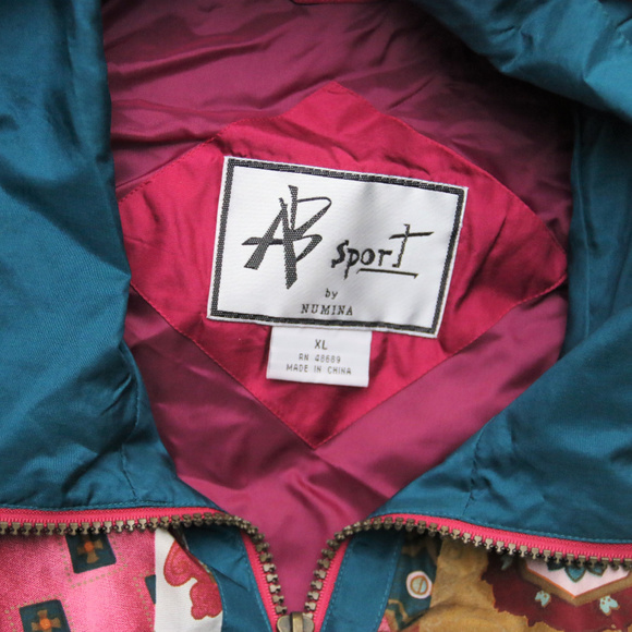 90's Vintage "AB SPORT" Silk Patterned Jacket - Picture 2 of 5
